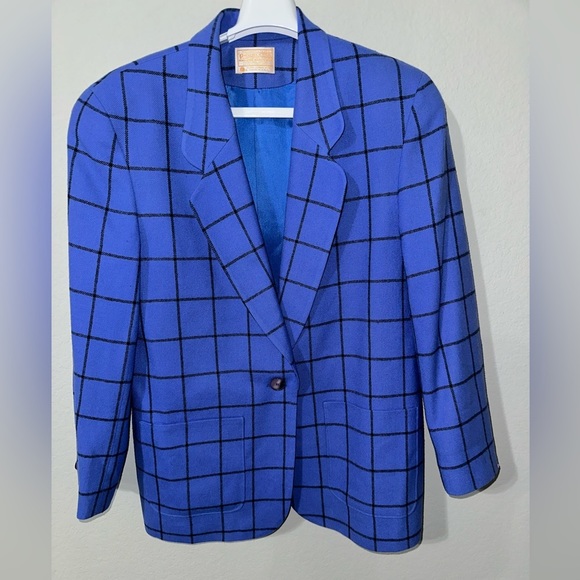 PENDLETON Wool Vintage Jacket Purple Blue Gingham Plaid‎ Sz 16 - Picture 1 of 10